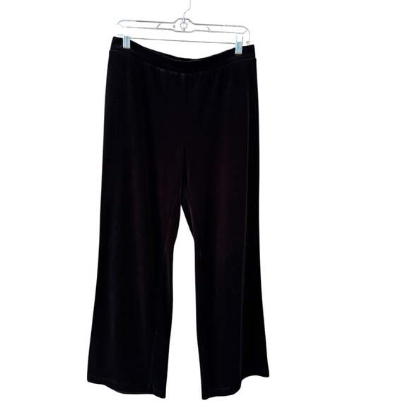 St. John Sport Pull On Velour Velvet Pants  Size LG Straight Leg Black Holidays - Picture 1 of 8
